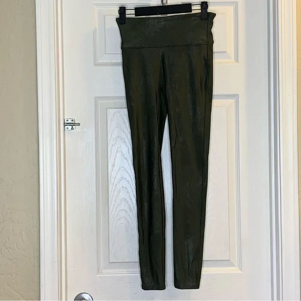 Spanx Faux Leather Leggings Charcoal Black Size Small